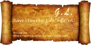 Gavrilovits Lóránt névjegykártya